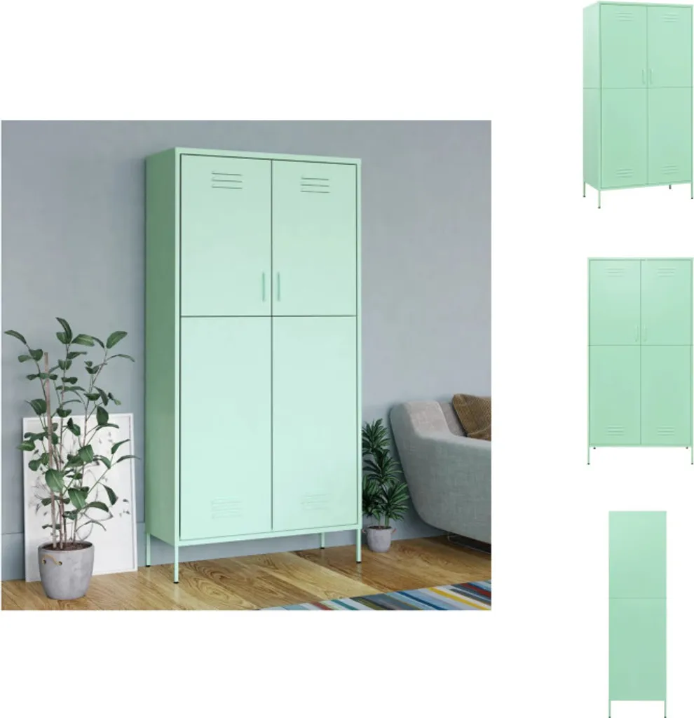 Armoire en Acier Vert Menthe 90x50x180 cm : Design Vintage et Loft
