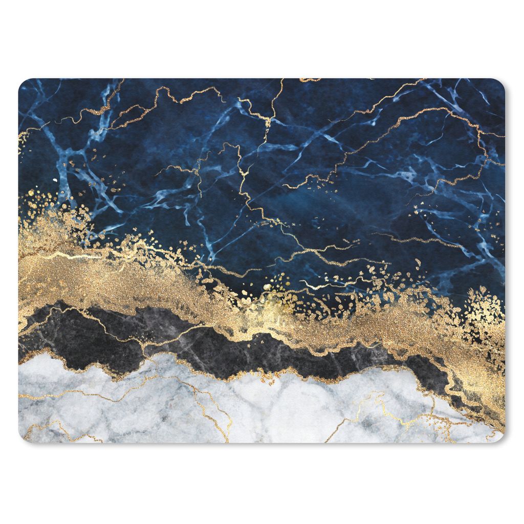 MuchoWow Mauspad Mousepad Marmor - Weiß - Gold - Luxus 40x30 cm - Mousepads - Maus Mat - Pad - Mausunterlage - Anti Rutsch