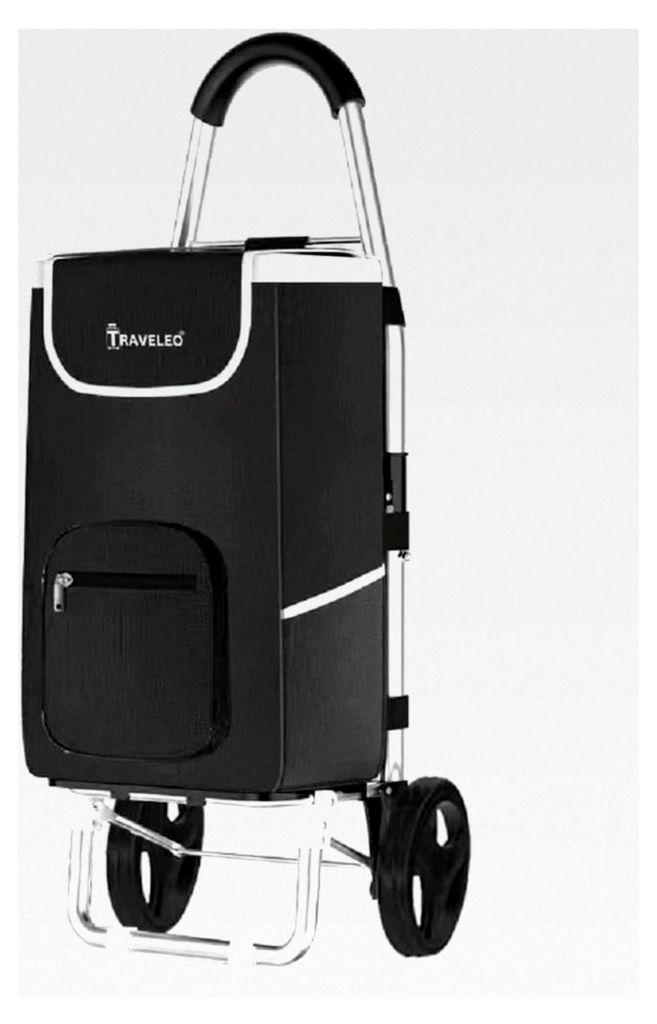 Einkaufswagen mit 56 L Volumen aus Aluminium, stabil, schwarz