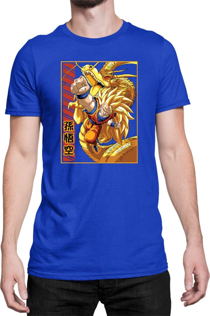 Herren T-Shirt Dragon Anime Manga Ball Z Goku 38, Man S / Blau