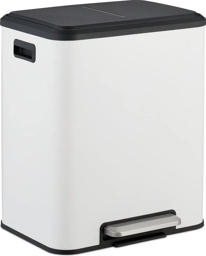 Poubelle de cuisine double compartiment 15L tri sélectif compacte - Gris