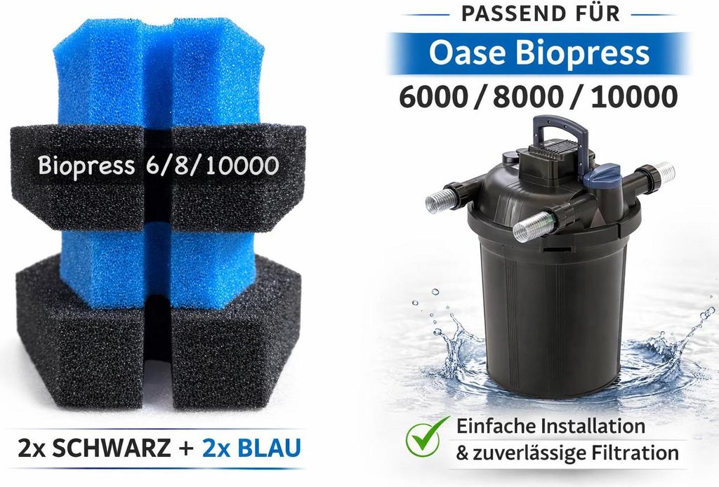 KH Filterschwammset Oase Biopress 6000-8000-10000 Filter 2x Produktbild 