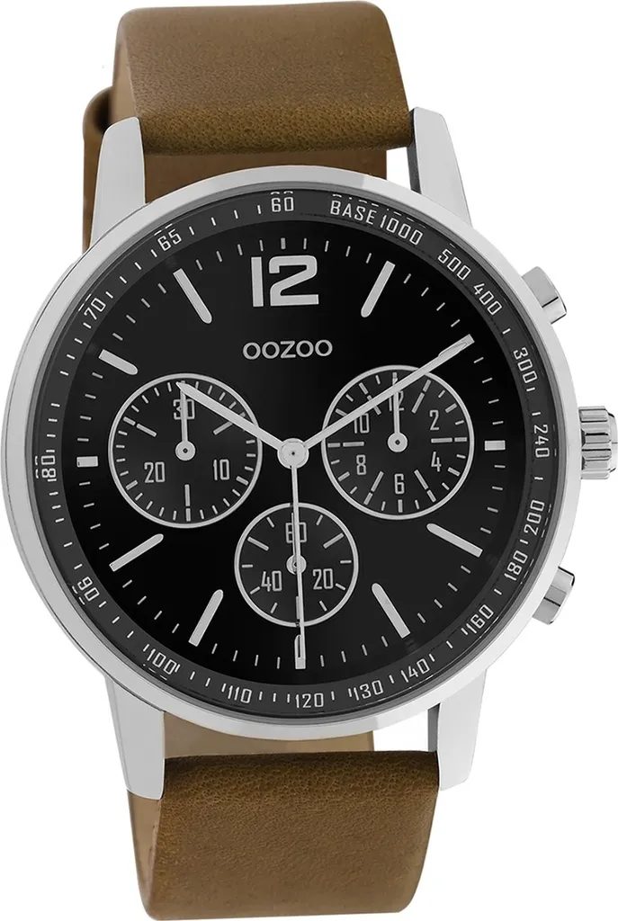 Montre Homme Bracelet Cuir Brun Oozoo Affichage Analogique Chic