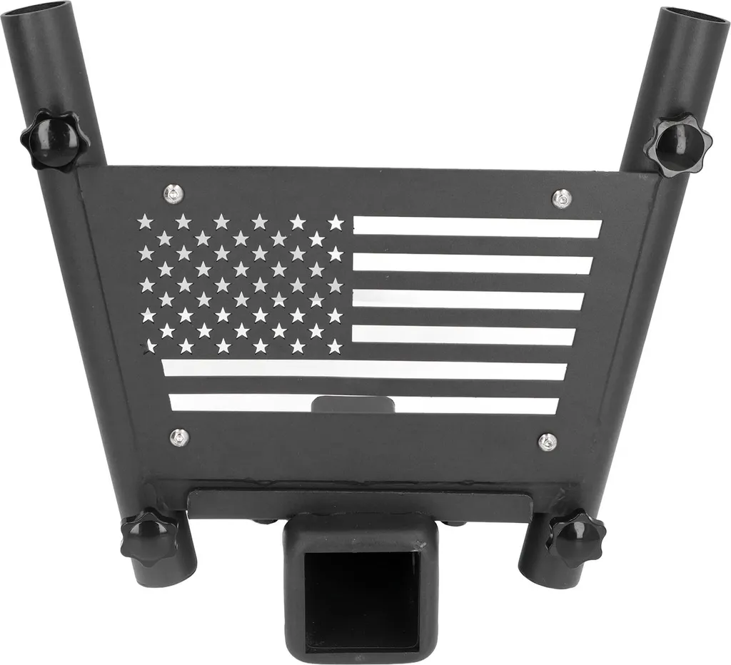 Support de mât de drapeau double tube en acier pour attache remorque