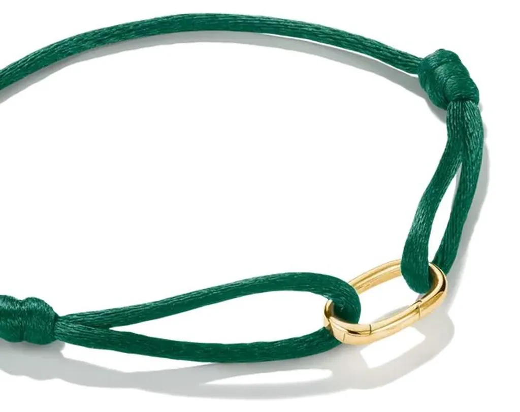 Bracelet textile vert ajustable avec fermoir Connect doré 18 carats - 2