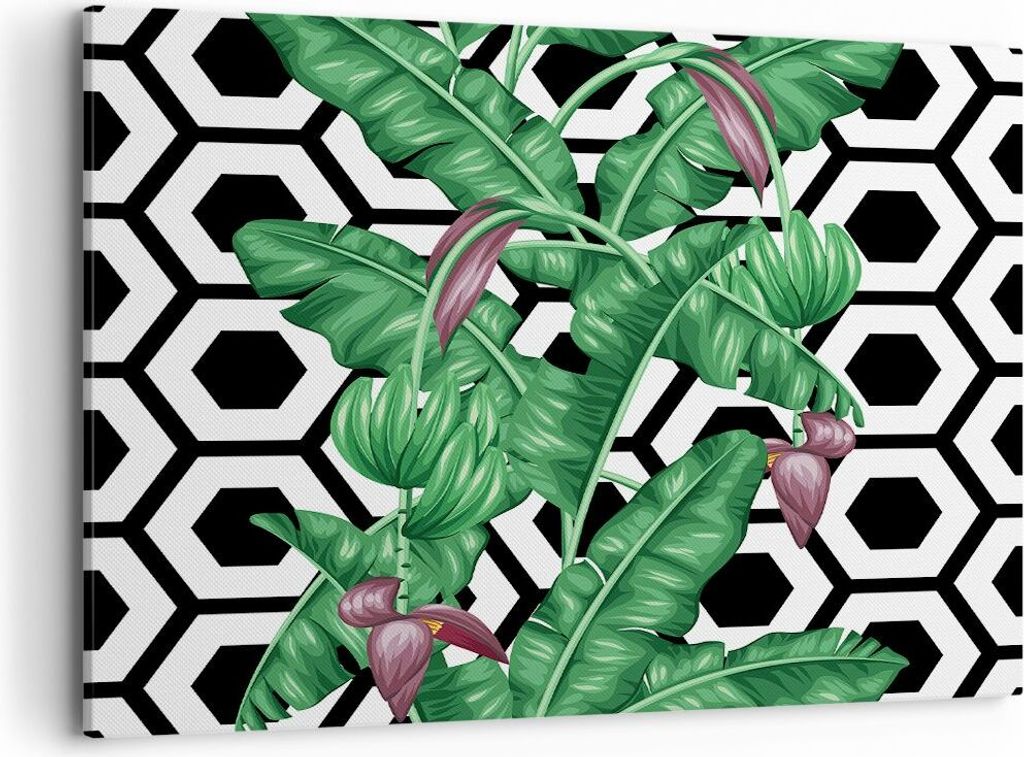 Bild auf Leinwand - Leinwandbild - Blatt Pflanze Blume - 120x80cm - Wand Bild - Wanddeko - Leinwanddruck - Bilder - Kunstdruck - Wanddekoration - L...
