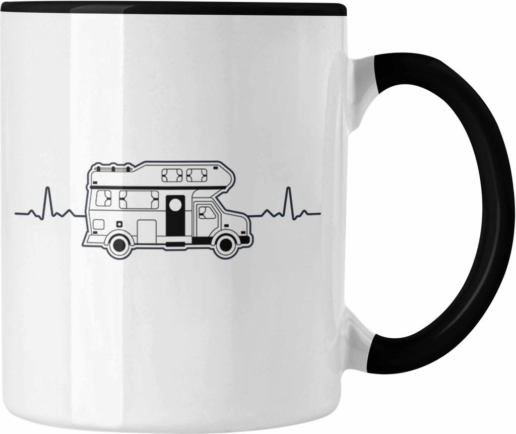 Trendation - Wohnwagen Camper Tasse Geschenke Wohnmobil für Männer Campingwagen Geschenkidee Zubehör Camping Opa Oma Rentner Herzschlag Lustig (...