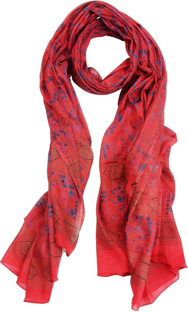 Baumwolltuch - Pareo - Sarong - Indisches Muster 01 - rot-blau