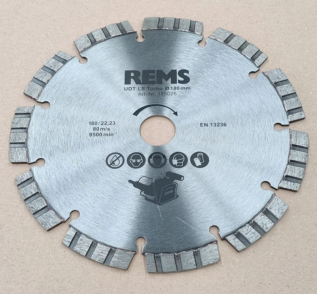 REMS Disque Diamanté Universel LS Turbo 180 N 185026 pour Rainureuse