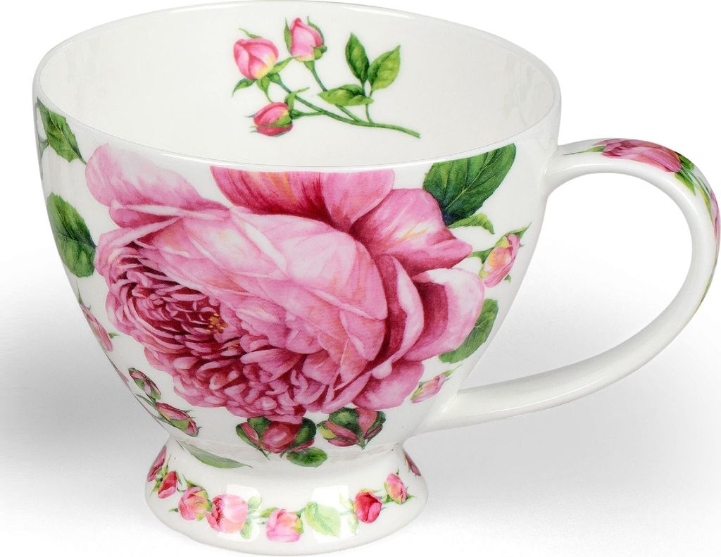 Dunoon Becher, Tasse Skye auf Fuß Rosabunda Rosen für 450ml weiß bunt Formano