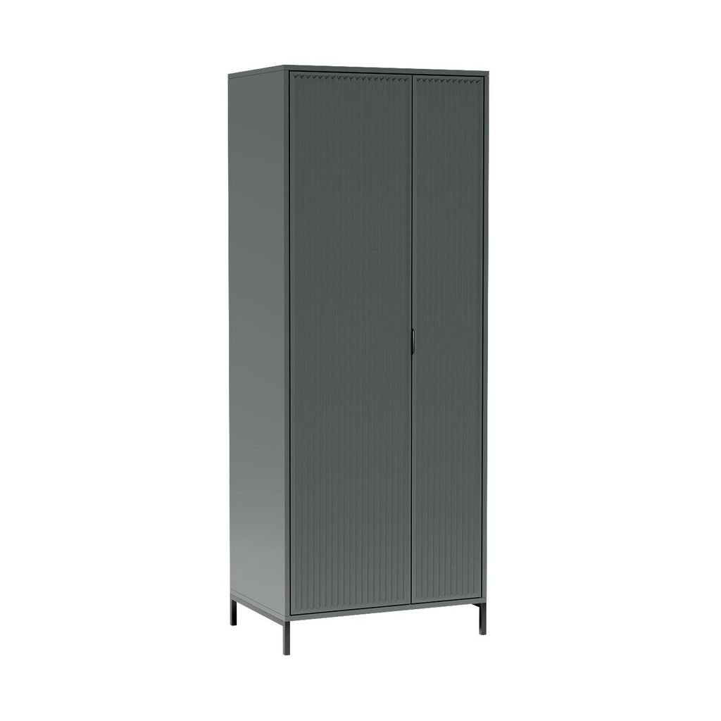 Kleiderschrank LINNA LS-11 - Moderne, Geriffelte 2 Türen, B:80 cm, Farbe: Green Stone
