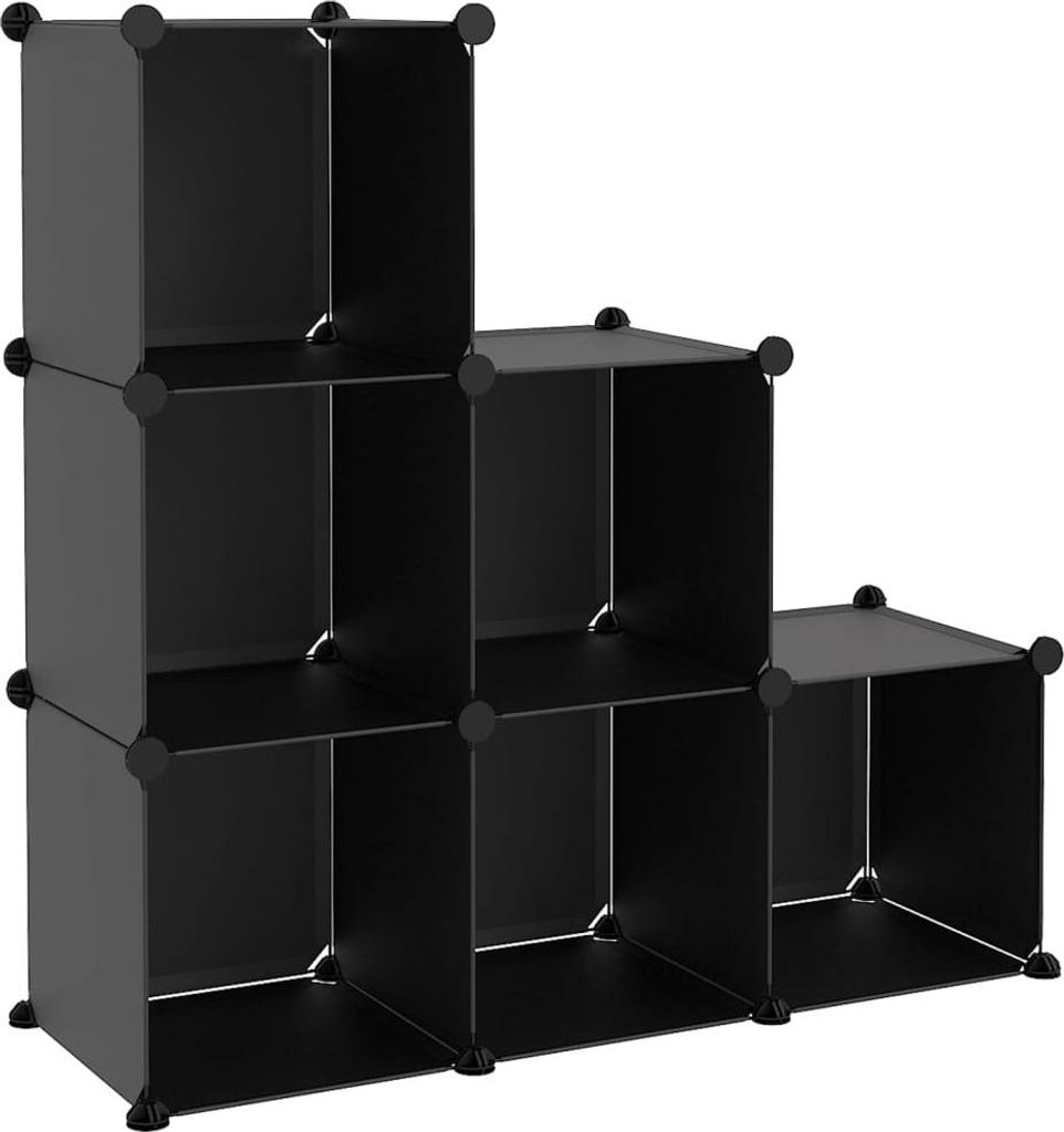 vidaXL Regalsystem mit 6 Würfeln Schwarz PP