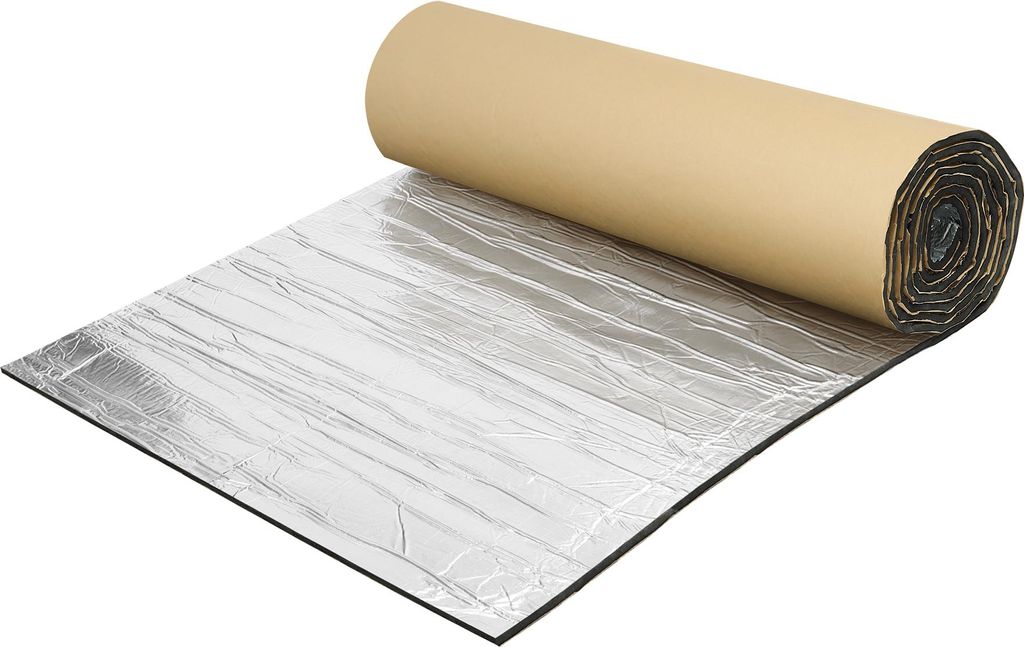 197mil 5mm 1.52sqft Auto-Schalldämmmatte aus Glasfaser-Hitzeschildmaterial Selbstklebend für Motorhaube Bootsmotorabdeckung 500x100cm Silberton