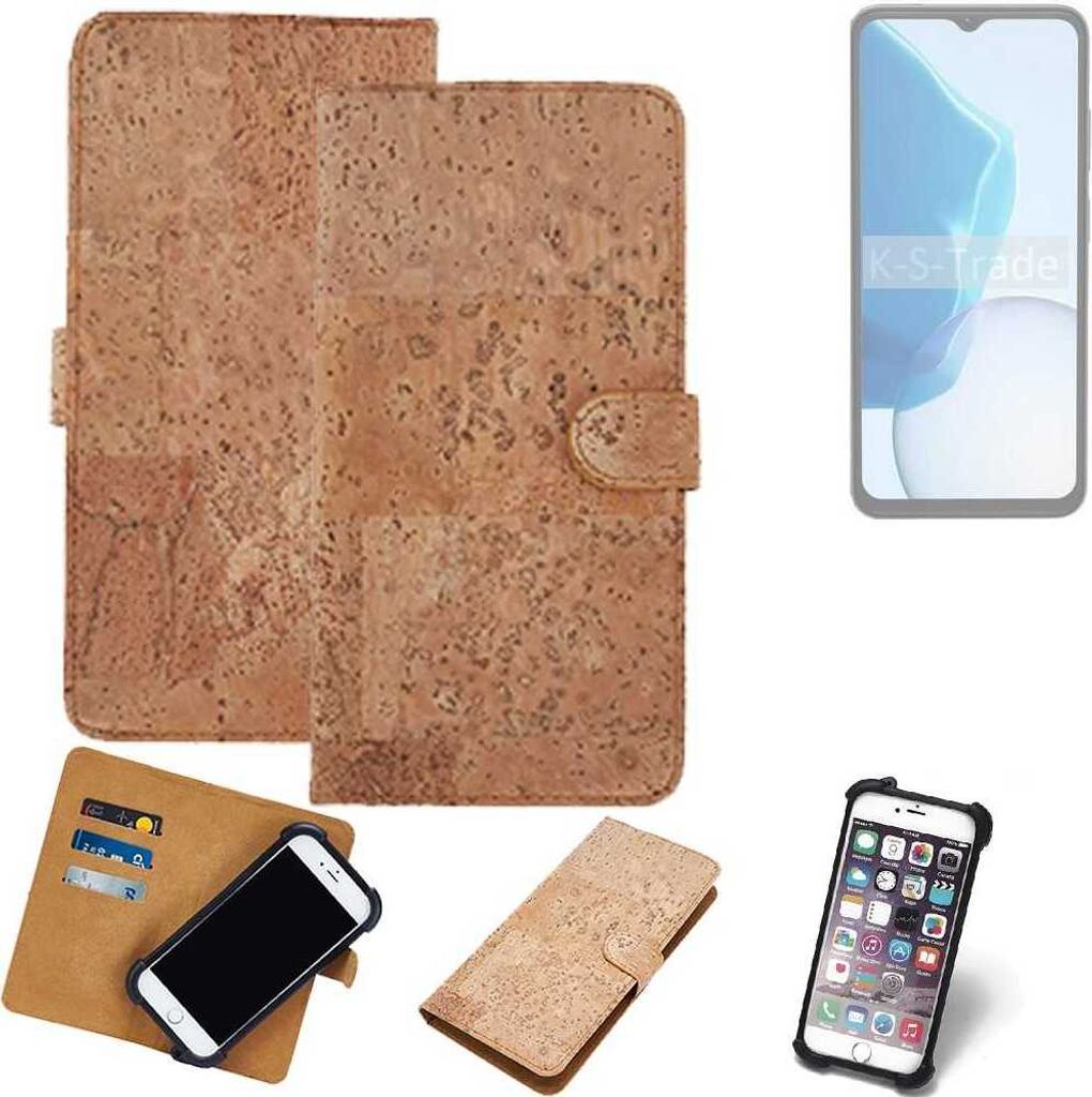 K-S-Trade Hülle kompatibel mit Doogee N55 Kork Handyhülle Cover Schutzhülle TPU Case Bumper in Hellbraun, (1x)