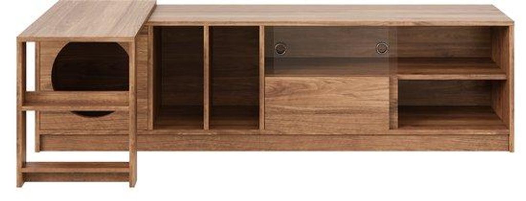 Draaibare TV-Kast Glas MDF 180x40x50cm Multifunktionell Uittrekbar Kinderfreundlich Huisdiervriendlich Modern
