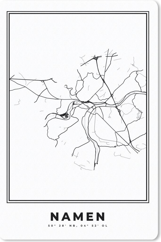 MuchoWow Mauspad Mousepad Karte - Stadtplan - Namur - Belgien - Schwarz und weiß 18x27 cm - Mousepads - Maus Mat - Pad - Mausunterlage