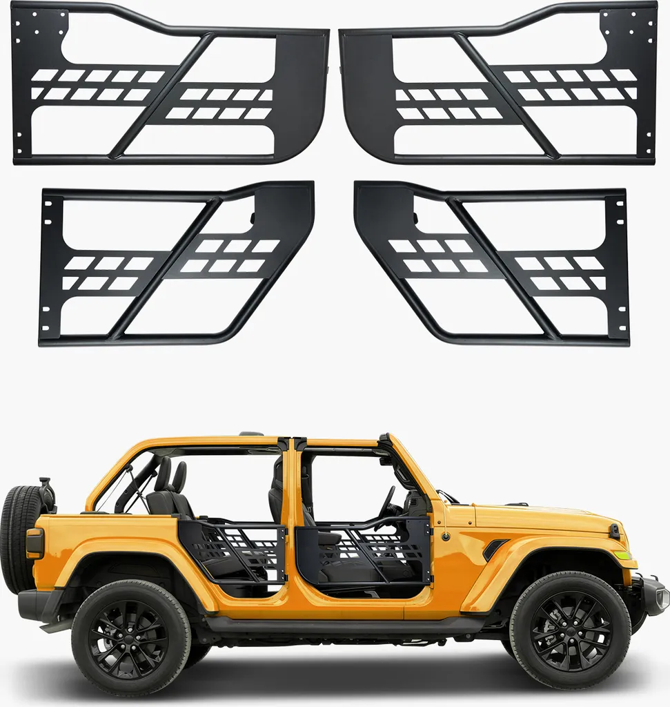 Portes Safari Tubulaires pour Jeep Wrangler JK 4 Portes Style Chasse Noir