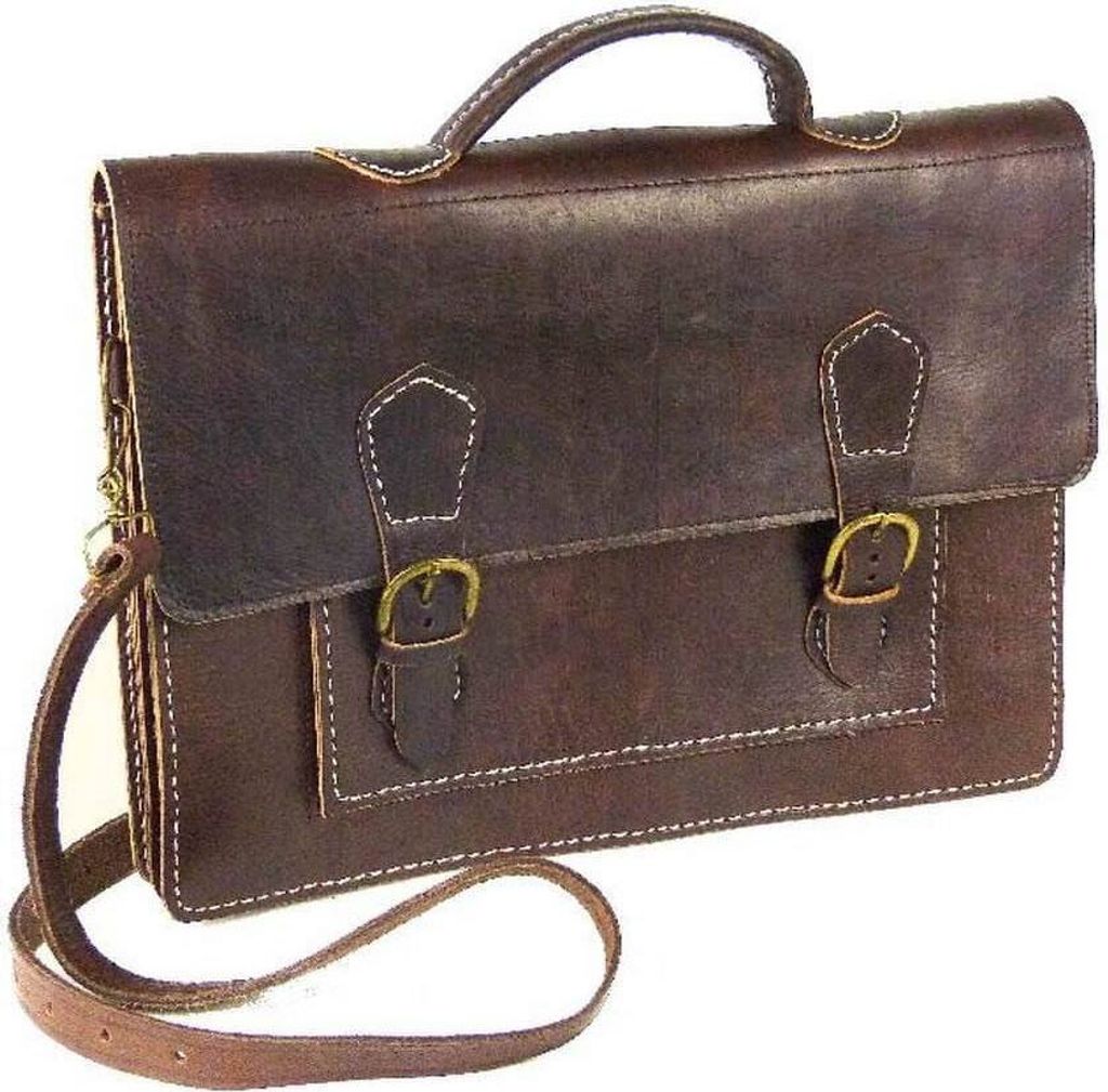 Ledertasche Handtasche Umhängetasche Schultertasche Aktentasche Tragetasche Leder Tasche Deluxe, dunkelbraun