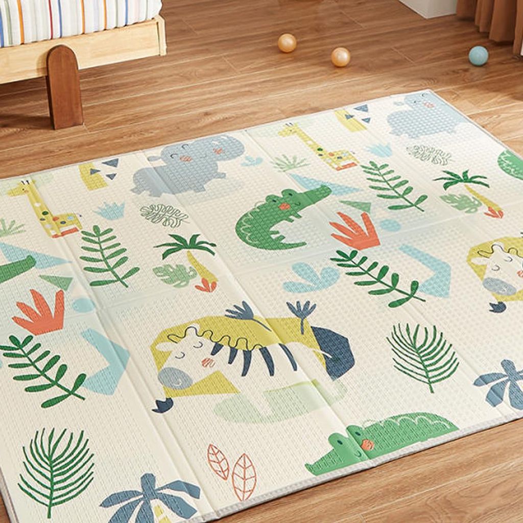 CASABEL Baby Spielmatte 180×150 cm, Faltbar, Wasserdicht & Dick, Lernmotive Dschungel, Große Größe, Weich & Bunt, Mitwachsender Krabbelteppich,...