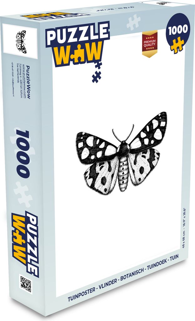 MuchoWow Puzzle 1000 Teile Schmetterling - Vintage - Schwarz und weiß - Spielzeug - Alt und Jung - Spiele - Puzzeln
