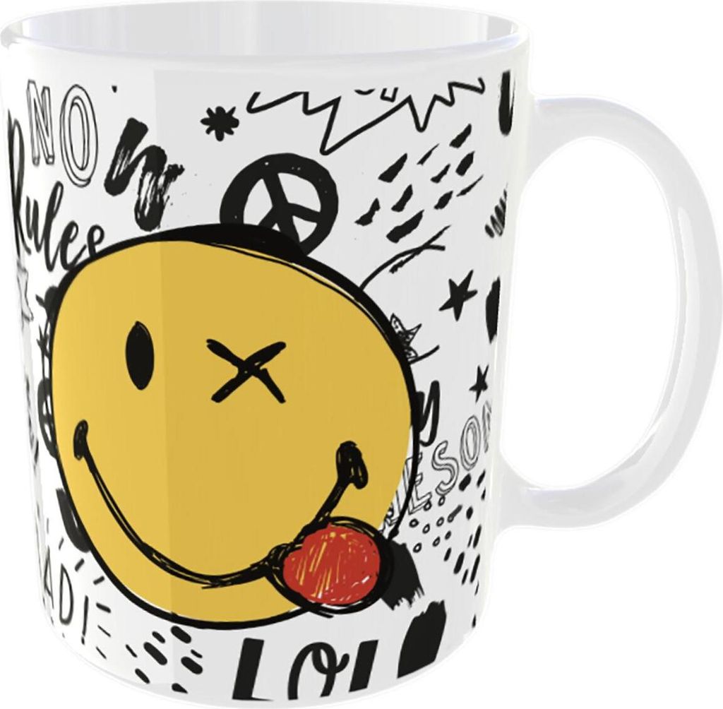 Tasse Smiley World | Lustige Smiley-Tasse 320 ml | Spülmaschinen- & Mikrowellengeeignet | Perfekt für Kaffee, Tee & Geschenke | Keramik