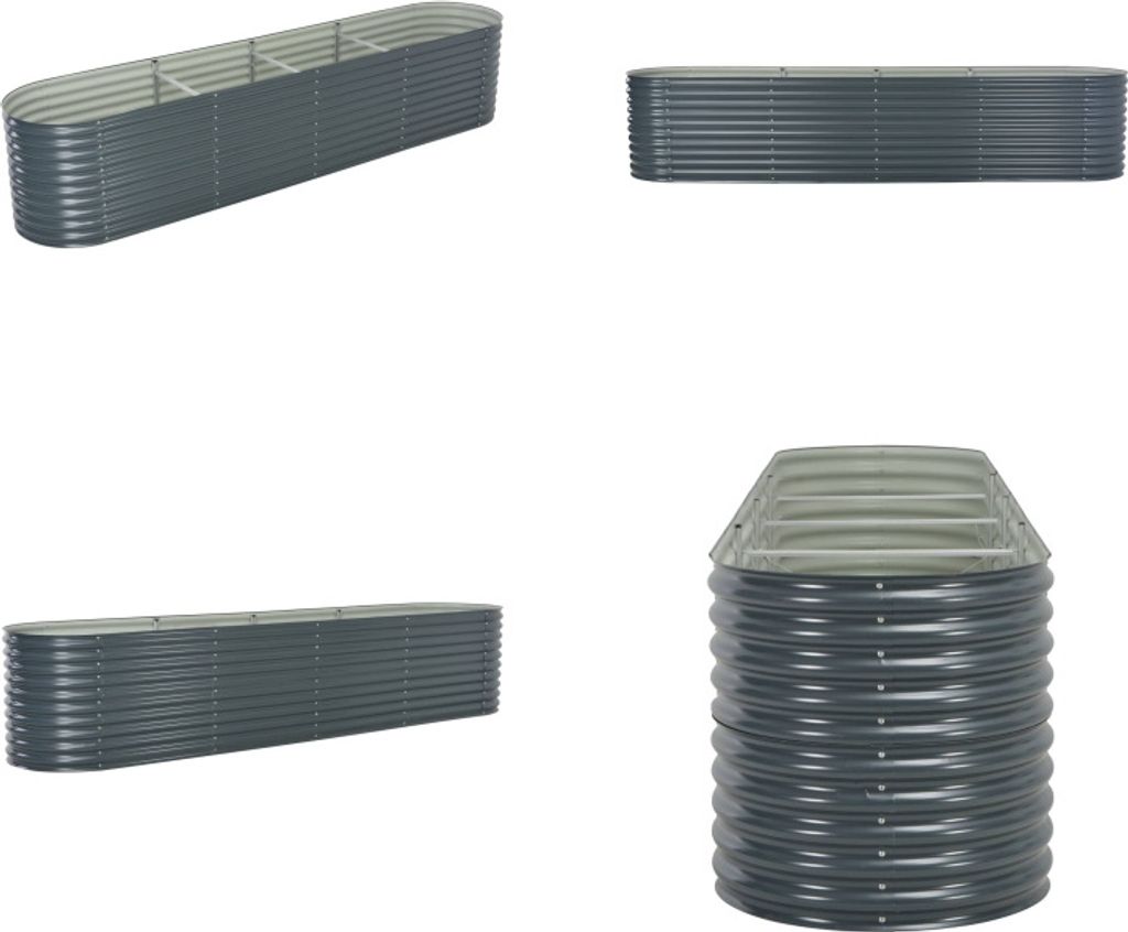 vidaXL Garten Hochbeet 400 x 80 x 81 cm Verzinkter Stahl Grau - Garten-Hochbeet - Garten-Hochbeete - Hochbeet - Hochbeete