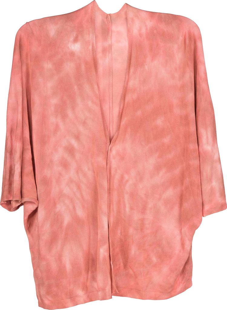 styleBREAKER Damen Feinstrick Cardigan Weste mit Batik Muster, 3/4 Ärmel, vorne offen, Strand, Festival, Kimono 08010080