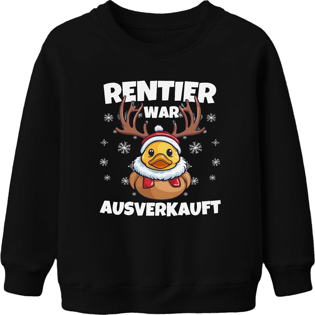 Rentier War t Ente Elch Lustig - Weihnachten Xmas Christmas Uni Kinder Pullover, Schwarz, 116