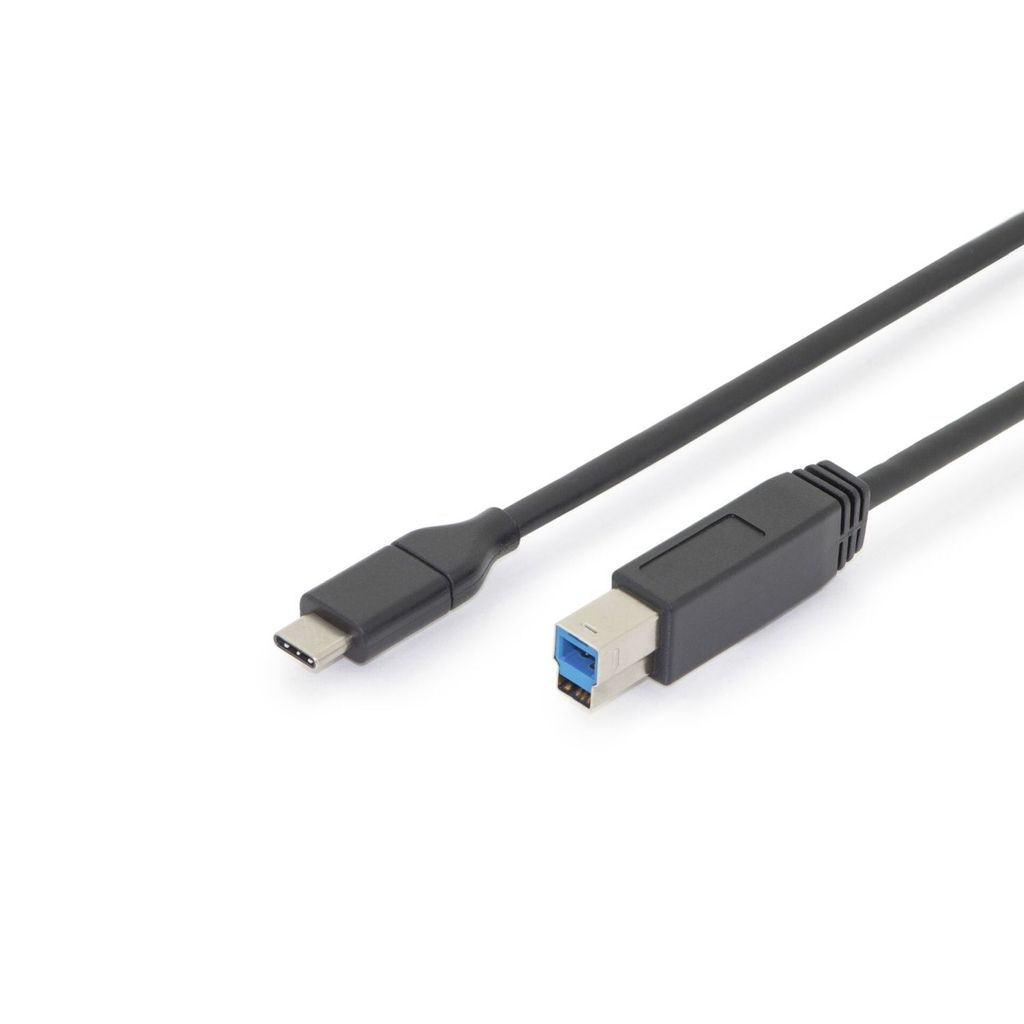 DIGITUS USB 3.0 Anschlusskabel USB-C - USB-B Stecker 1,8 m schwarz