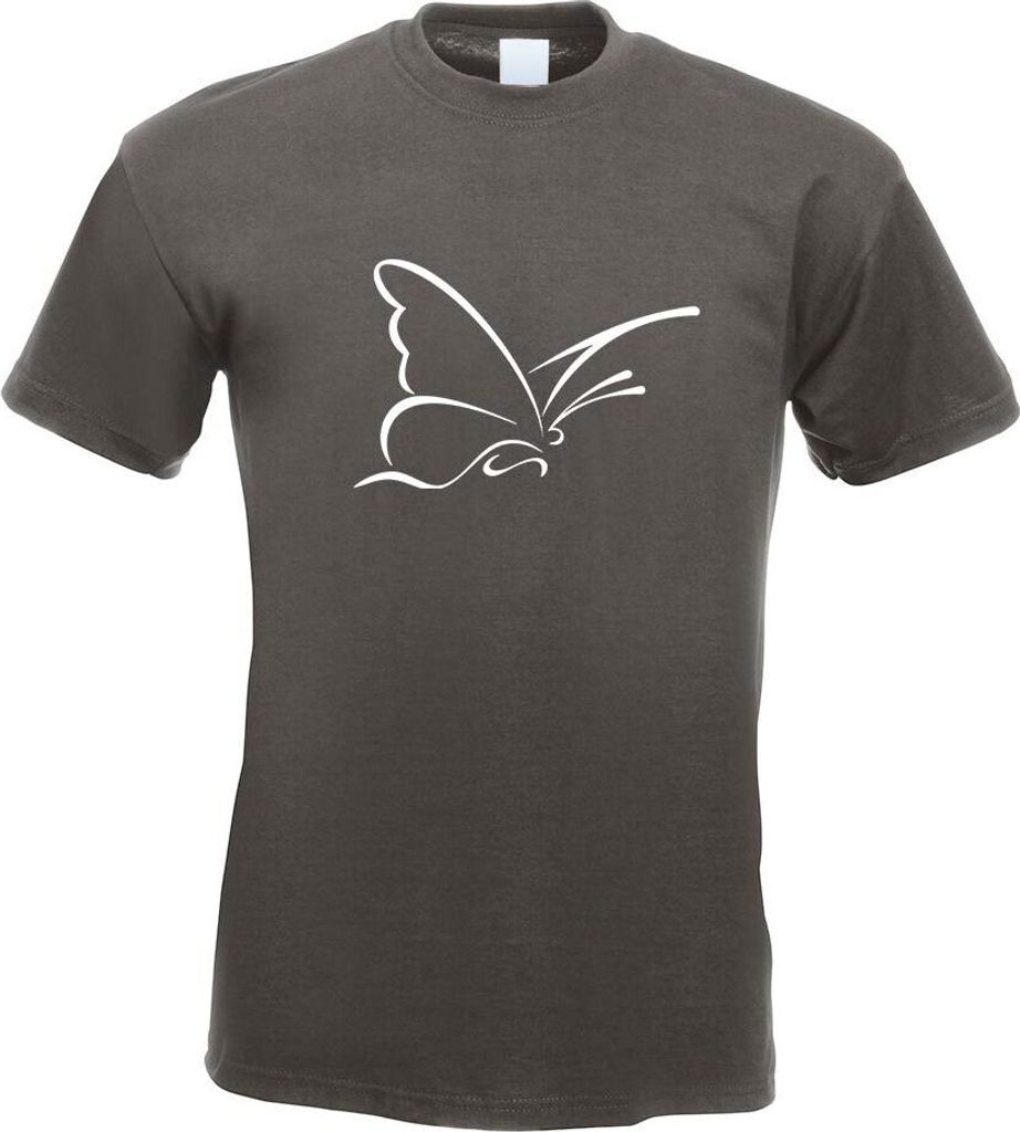 Kiwistar - T-Shirt - Graphit - Schmetterling Motiv 4 Motiv Bedruckt Funshirt Design Print - mit Motiv Bedruckt - Funshirt Design - Sport - Freizeit...