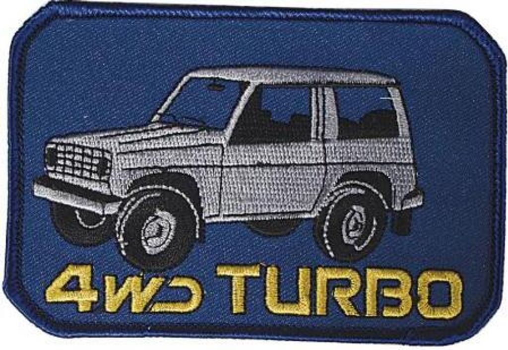 AUFNÄHER - Oldtimer 4WD Turbo - 04267 - Gr. ca. 11 x 7 cm - Patches Stick Applikation