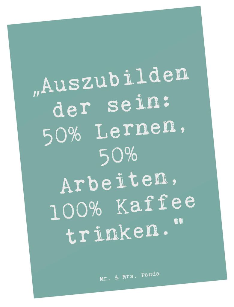 Mr. & Mrs. Panda Postkarte Spruch Auszubildender - Meeresbrise - Geschenk, personalisierte Geschenke, Beruf, Lernen, Ansichtskarten, Grußkarte, Au...