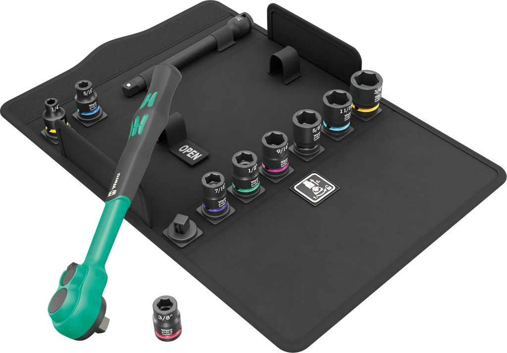 Wera 8100 SB 13 Zyklop Comfort Knarrensatz, Umschalthebel, 3/8"-Antrieb, zöllig
