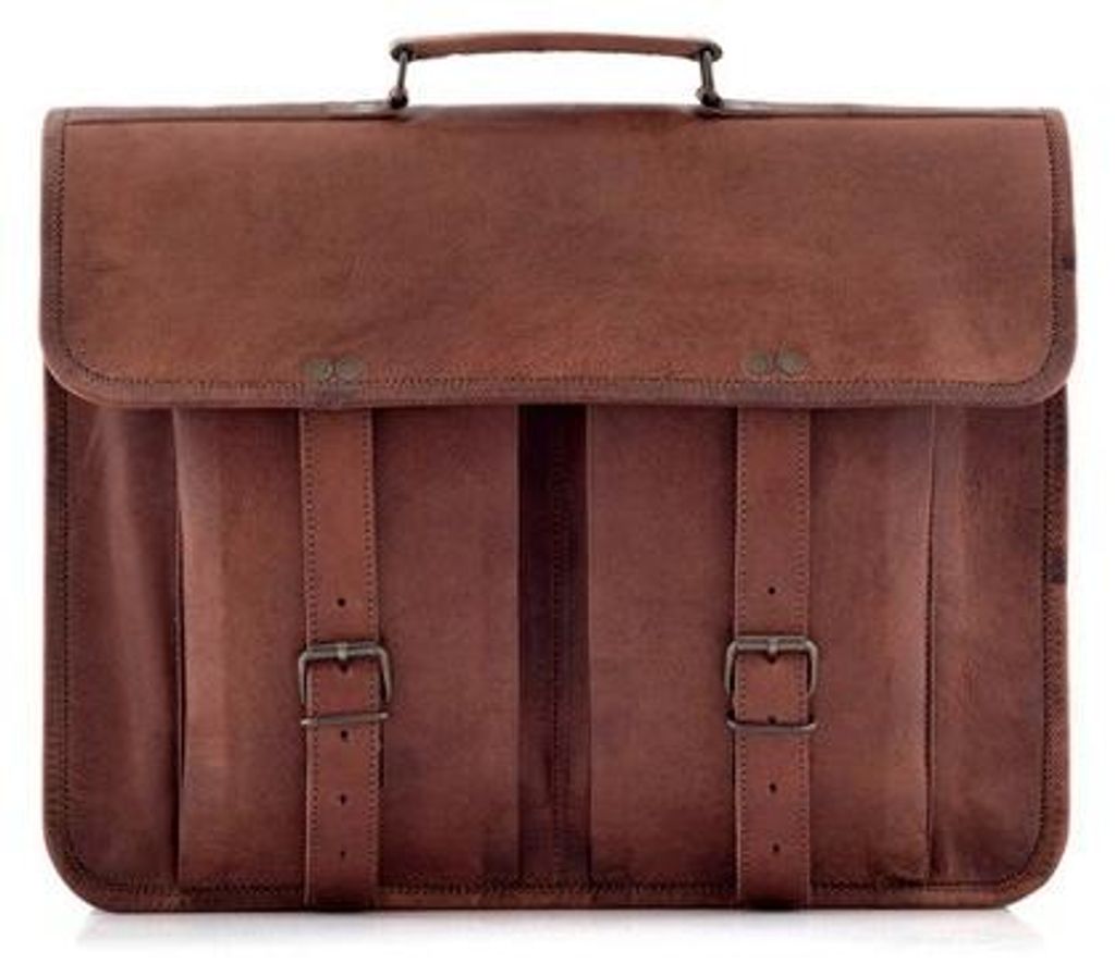 Büffelleder Tasche Vintage Braun, Leder Umhängetasche mit 15,6 Zoll Laptopfach, A4 Arbeitstasche Outlander BH74