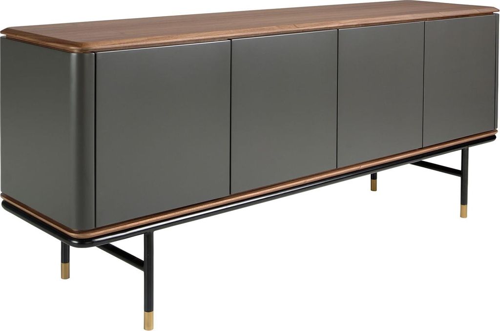 Angel Cerdá Sideboard aus dunkelgrauem Holz, schwarzem Stahl und Walnussplatte 3264