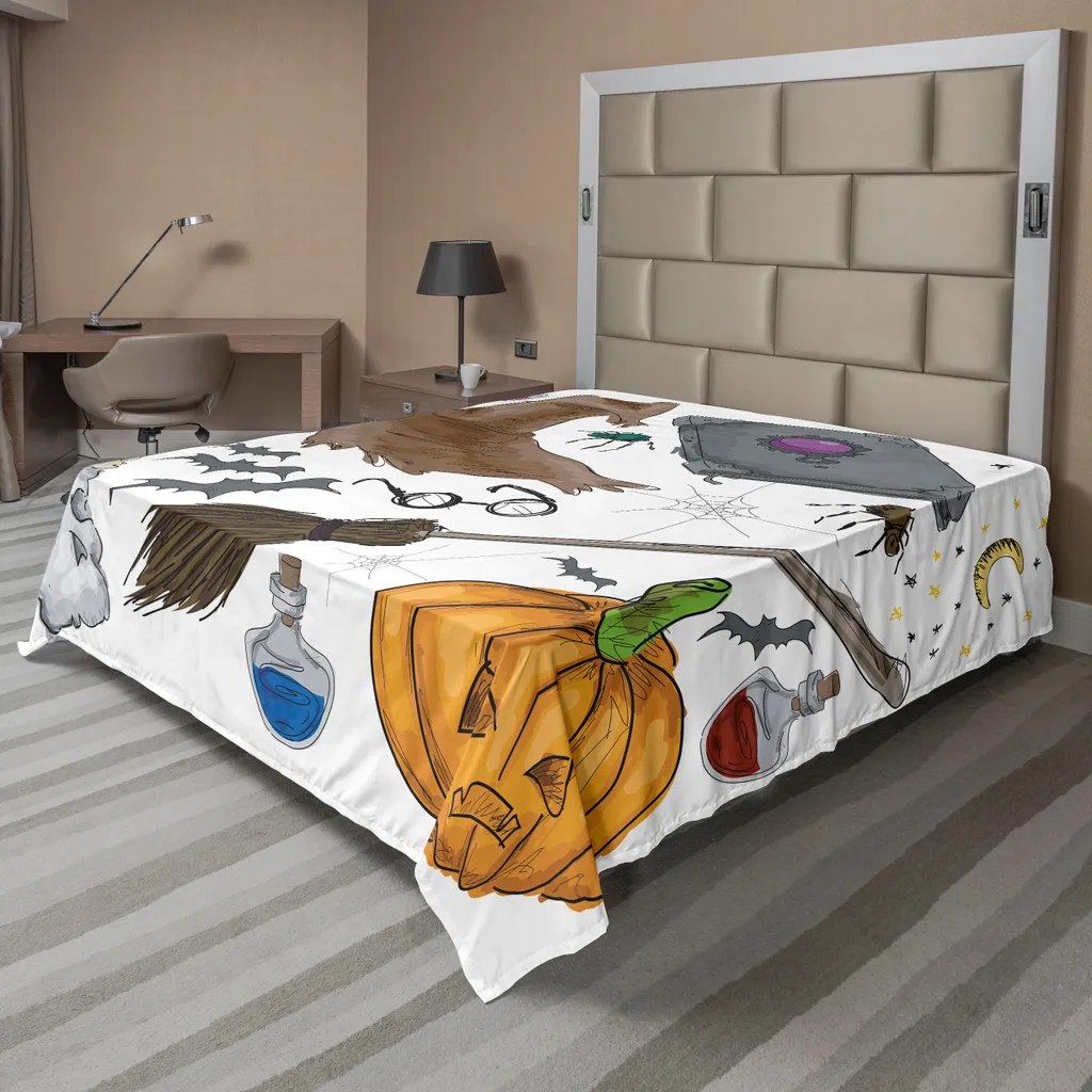 Drap de lit thématique Halloween pour Décoration de Chambre Style Sorcière
