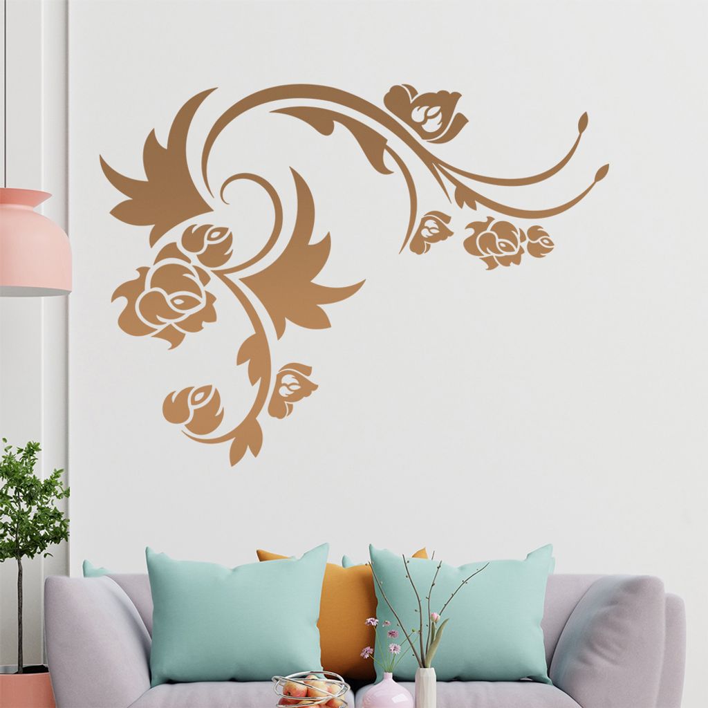 Blüte Blume Tribal Wandtattoo in 6 Größen - Wandaufkleber Wall Sticker - Dekoration, Küche, Wohnzimmer, Schlafzimmer, Badezimmer