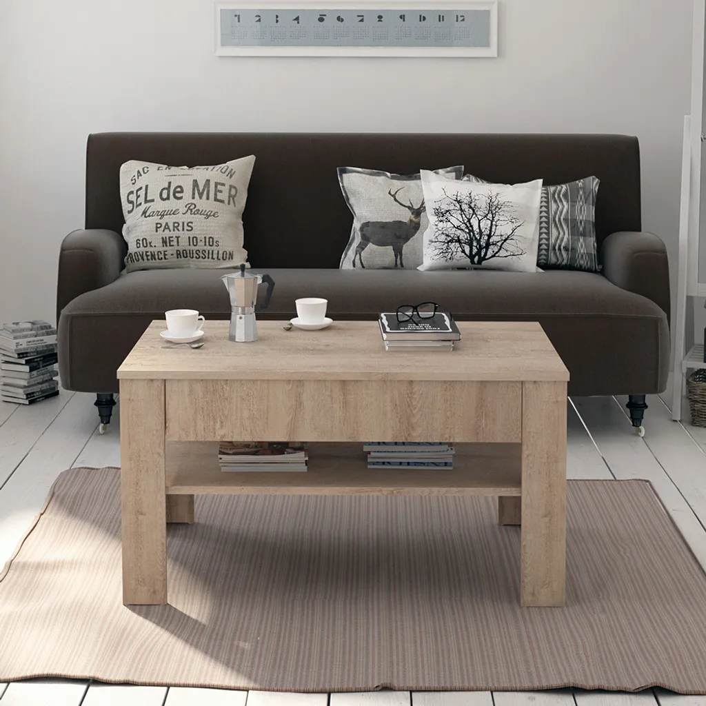 Table basse rectangulaire Vicco Milan Sonoma 92,2 cm meuble séjour