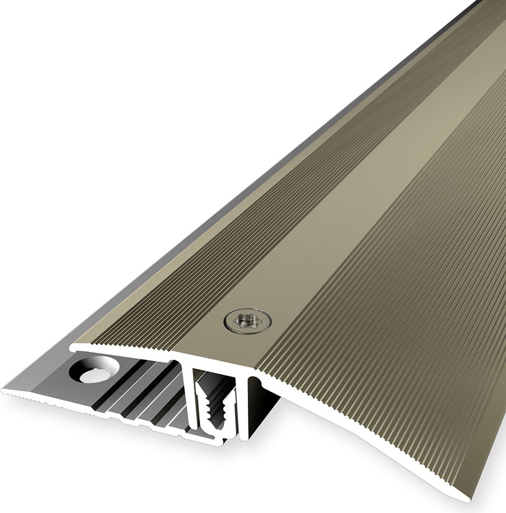 PROVISTON | Übergangsprofil | Laminatausgleich | Breite: 56 mm | Höhenausgleich: 7 - 18 mm | Länge: 1000 mm | Aluminiumprofil | Sand | 1 Stück