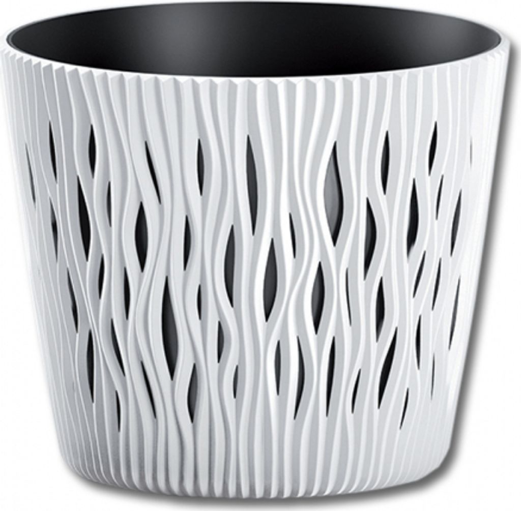 Obal na květináč SANDY 2v1 plastový matný bílý d23x19cm Obrázek produktu 