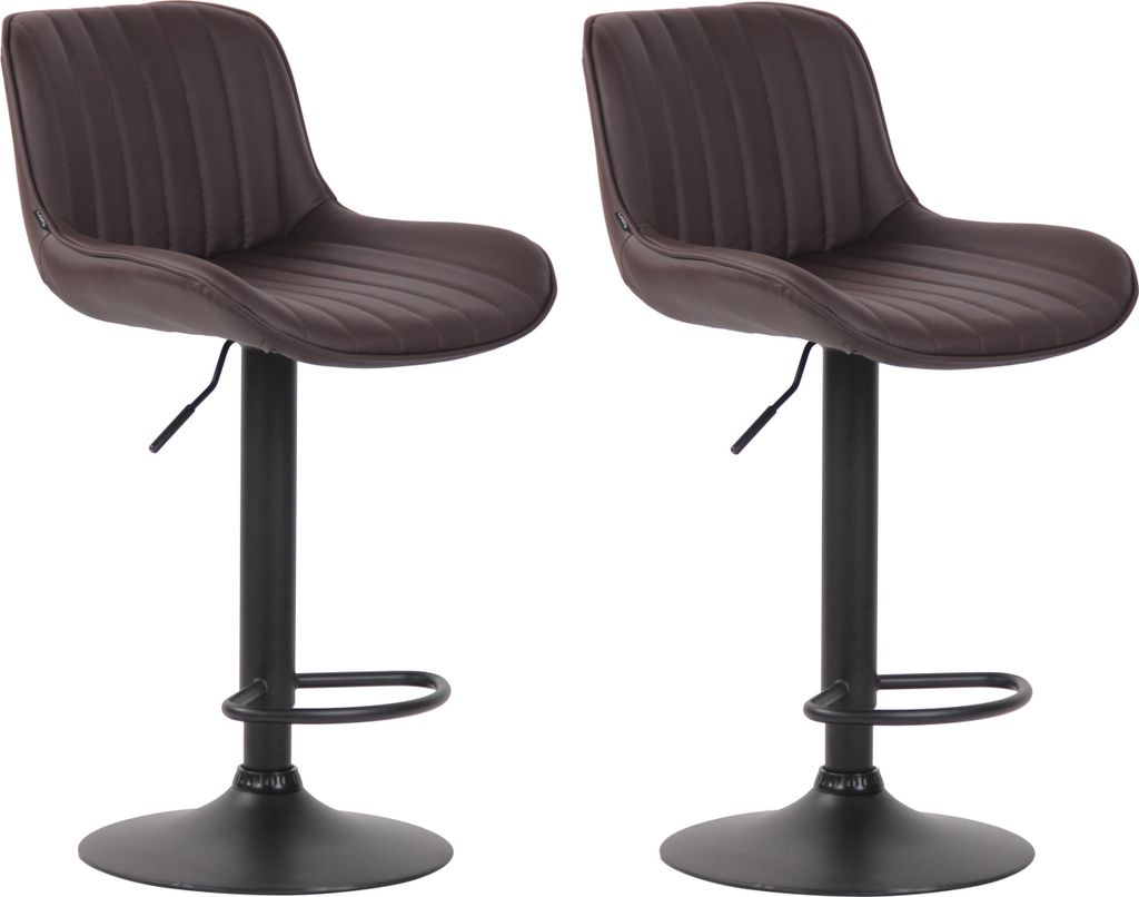 2er Set Barhocker HLO-CP68 Kunstleder schwarz braun