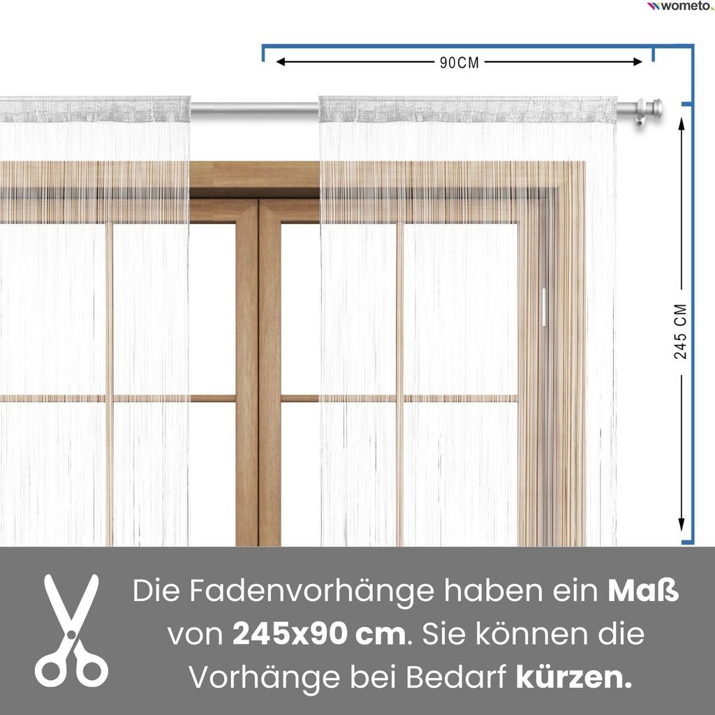 wometo Fadenvorhang Türvorhang Fäden 90x245 weiß - Produktbild 2