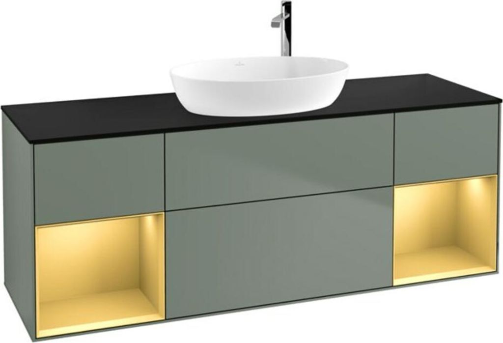 V&B Waschtischunterschrank Finion 160cm, Pl b m, Reg gol m Lac, Oli. m Lac