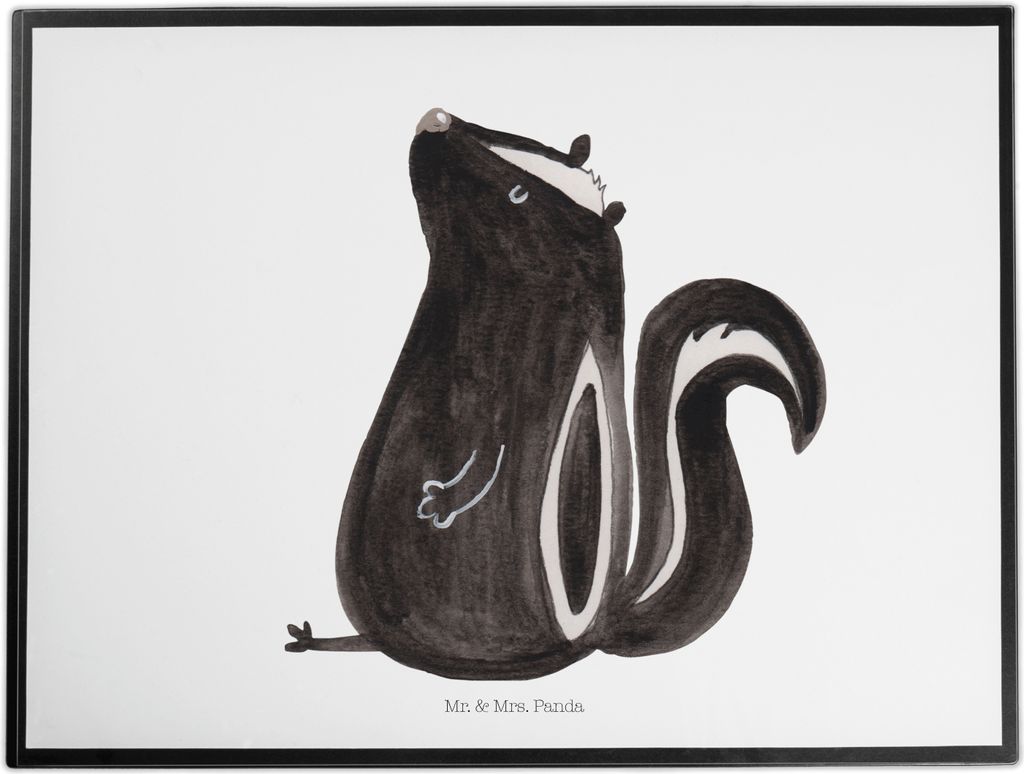 Mr. & Mrs. Panda schreibtischunterlage Stinktier Sitzen - Weiß - Geschenk, schreibtischunterlagen, Raubtier, Skunk, Schreibunterlage, tischschutzm...