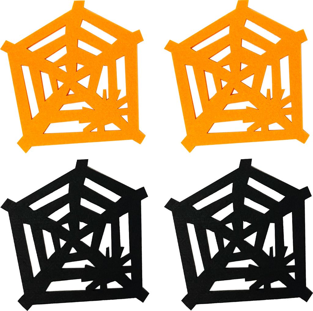 Oblique Unique 4 Filz Untersetzer Spinnennetz Ø 10cm Tischdeko für Halloween Deko Getränke Glasuntersetzer