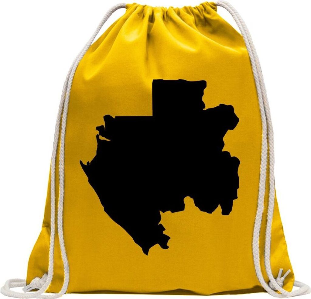 Kiwistar - Turnbeutel - gelb - Gabun Umriss Kontur - Fun Rucksack Sport Beutel Gymsack Baumwolle mit Ziehgurt