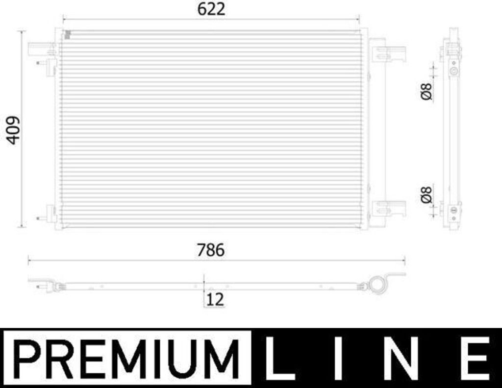 MAHLE AC 939 000P Kondensator Klimaanlage Klimakondensator passend für PEUGEOT 308 I Schrägheck (4A, 4C) +Trockner