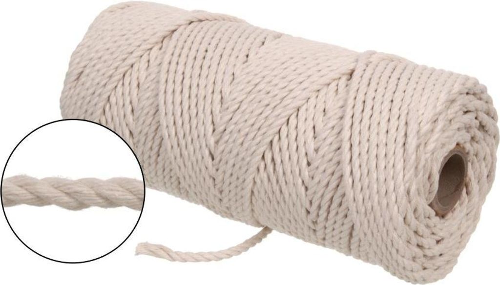 NAJDER Makramee Garn Makramee-Seil 5 mm 100 m 3PLY Natürliche Baumwollfaden Baumwollkordel Baumwollschnur - Traumfänger, Blumentöpfe, Häkeln (N...