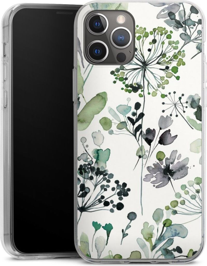 DeinDesign Handyhülle für Apple iPhone 12 Pro Silikon Hülle Case Smartphone Schutzhülle Blumen Wasserfarbe Eukalyptus