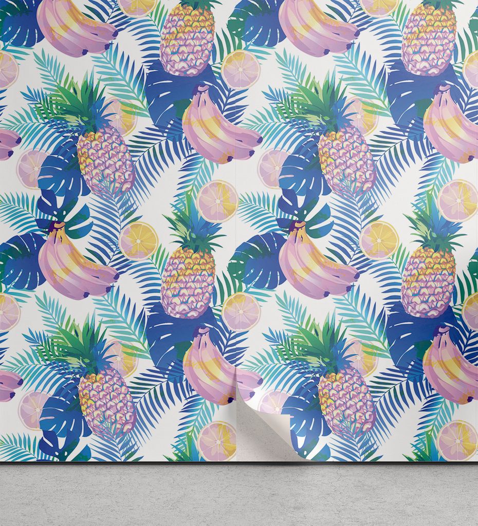 ABAKUHAUS Tropisch abziehbare & klebbare Tapete für Zuhause, Hawaiian Sommer Pflanzen, selbstklebendes Wohnzimmer Küchenakzent, 33 cm x 90 cm, Me...